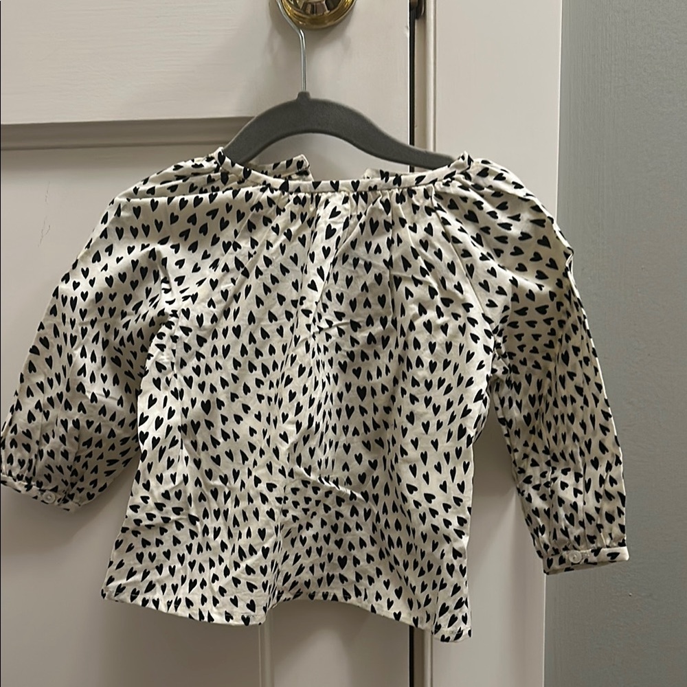 Bonpoint Black and White Blouse with Ruffled Details